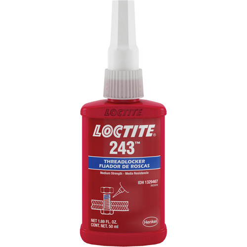Compos&eacute; de blocage 243 tol&eacute;rant &agrave; l'huile, Bleu, Moyen, 50 ml, Bouteille Waymarc Industries Inc