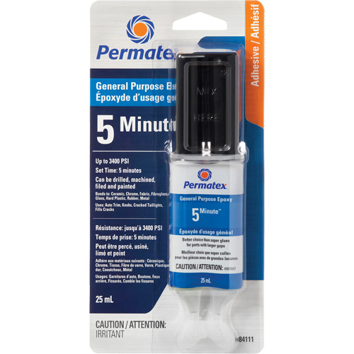 PermaPoxy 5 Minute General Purpose Epoxy, 29.5 ml, Epoxy, Two-Part, Clear Waymarc Industries Inc