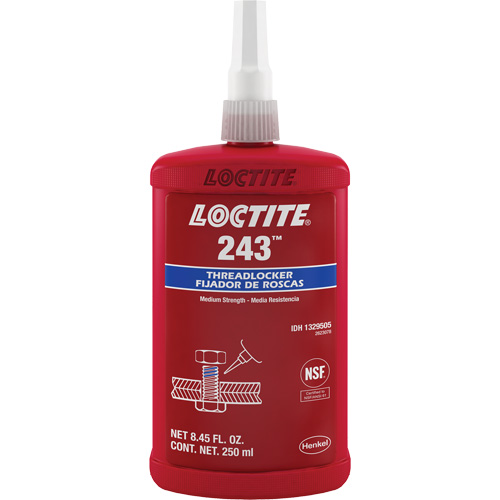 Compos&eacute; de blocage 243 tol&eacute;rant &agrave; l'huile, Bleu, Moyen, 250 ml, Bouteille Waymarc Industries Inc