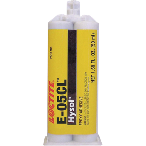 Adh&eacute;sif Hysol E-05CL, 50 ml, Cartouche double, Deux composants, Transparent Waymarc Industries Inc