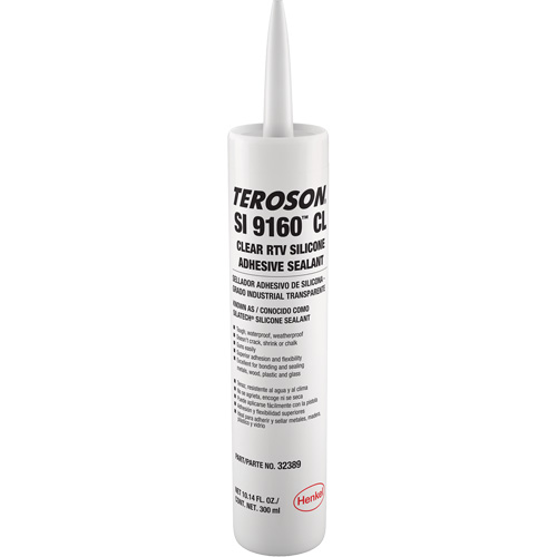 Teroson&reg; SI 9160 Silicone Sealant, Cartridge, Clear Waymarc Industries Inc