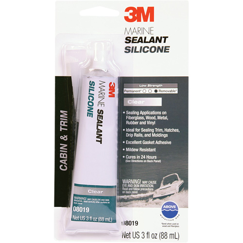 Marine Grade Silicone Sealant, 3 oz., Tube, Clear Waymarc Industries Inc