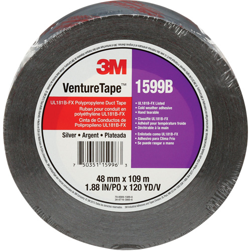 1599B Venture Tape Polypropylene Tape, 3 mils, Silver, 48 mm (2") x 109.7 m (359.9') Waymarc Industries Inc