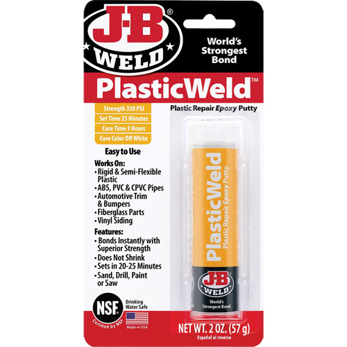 Colle &eacute;poxyde PlasticWeld, 2 oz, B&acirc;ton, Blanc cass&eacute; Waymarc Industries Inc