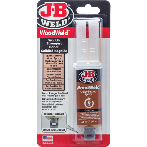 WoodWeld Adhesive, 25 ml, Syringe, Two-Part, Tan Waymarc Industries Inc