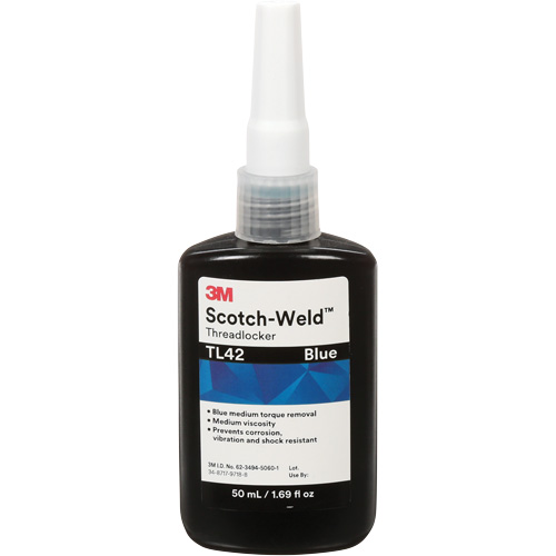 Scotch-Weld Threadlocker TL42, Blue, Medium, 50 ml, Bottle Waymarc Industries Inc