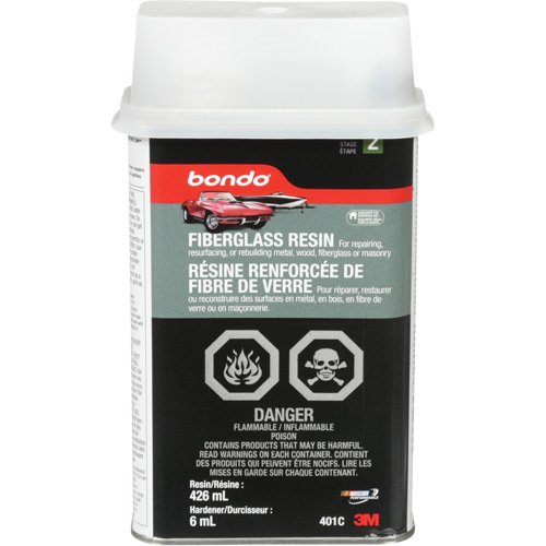 R&eacute;sine de fibre de verre Bondo, Deux composants, 15 oz, Bidon rectangulaire Waymarc Industries Inc