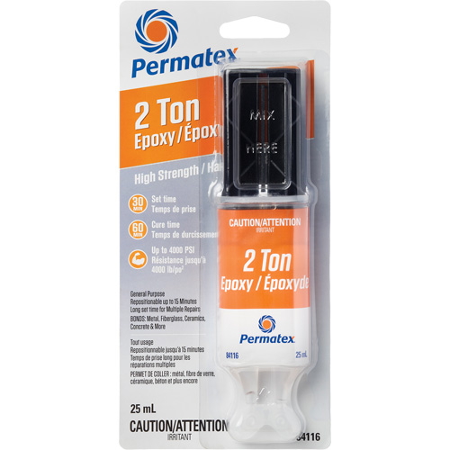 Colle &eacute;poxyde avec capacit&eacute; de 2 tonnes, 25 ml, Seringue, Deux composants, Transparent Waymarc Industries Inc