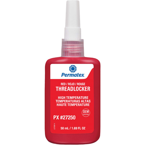 Adh&eacute;sif frein-filet pour temp&eacute;ratures &eacute;lev&eacute;es, Rouge, &eacute;lev&eacute;, 50 ml, Bouteille Waymarc Industries Inc