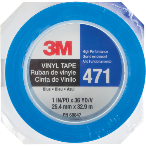 Ruban en vinyle 471, 25,4 mm (1") la x 32,9 m (108') lo, 5,3 mils, Bleu Waymarc Industries Inc