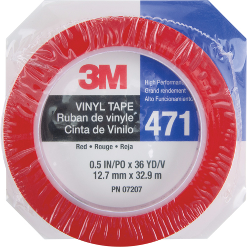 Ruban en vinyle 471, 12 mm (1/2") la x 32,9 m (108') lo, 5,3 mils, Rouge Waymarc Industries Inc