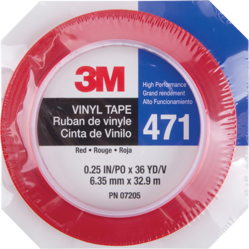 Ruban en vinyle 471, 6 mm (1/4") la x 32,9 m (108') lo, 5,3 mils, Rouge Waymarc Industries Inc