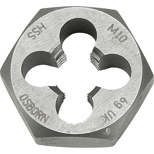 Hexagonal Rethreading Die, 1-1/10" Dia., 1/2"-12 Thread, High Speed Steel Waymarc Industries Inc