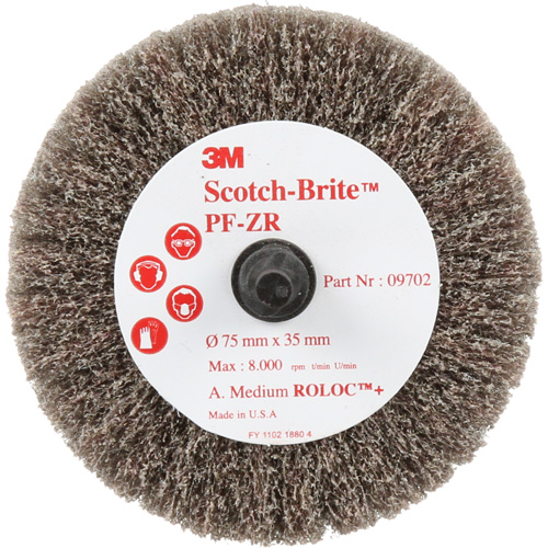 Scotch-Brite Roloc Cut & Polish Disc, Aluminum Oxide, Medium Grit, 3" x 1-3/8" x 1/4" Waymarc Industries Inc