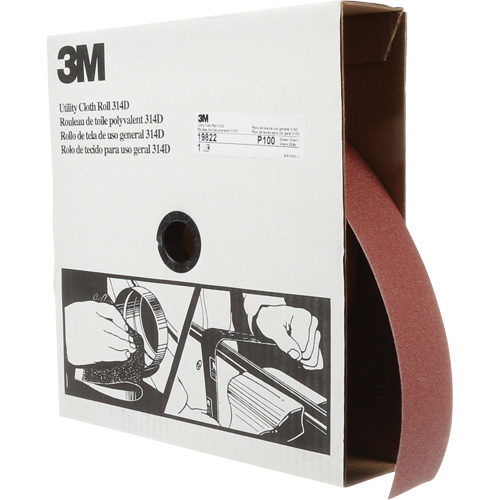 Rouleau de toile abrasive utilitaire 314D, 2" la x 150' lo, Grain 100J Waymarc Industries Inc
