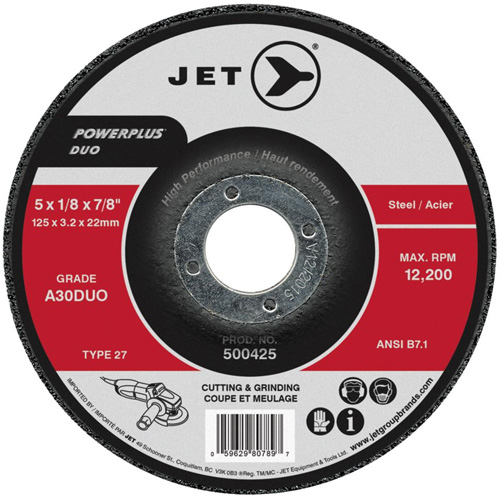 Meule/disque de coupe POWERPLUS DUO, 4-1/2" x 1/8", Arbre de 7/8", Type 27, Grain de A30DUO Waymarc Industries Inc