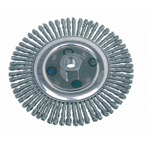 Knot Wire Wheel Brushes - Stringer Bead, 4-7/8" Dia., 0.02" Fill, 5/8"-11 Arbor, Steel Waymarc Industries Inc