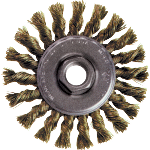 High Speed Small Grinder Knot Wire Wheel Brush, 4" Dia., 0.02" Fill, 5/8"-11 Arbor, Steel Waymarc Industries Inc