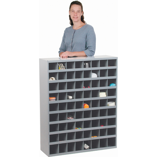 Steel Storage Bin Cabinet, 33-3/4" W x 12" D x 42" H, Grey Waymarc Industries Inc