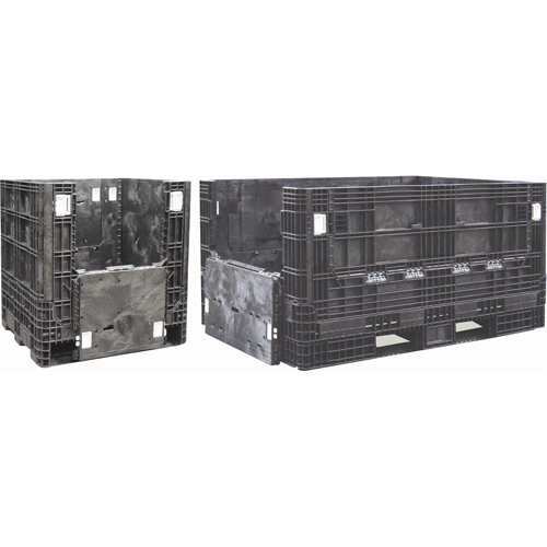 Conteneurs repliables en poly&eacute;thyl&egrave;ne, 48" lo x 45" la x 34" h, Noir Waymarc Industries Inc