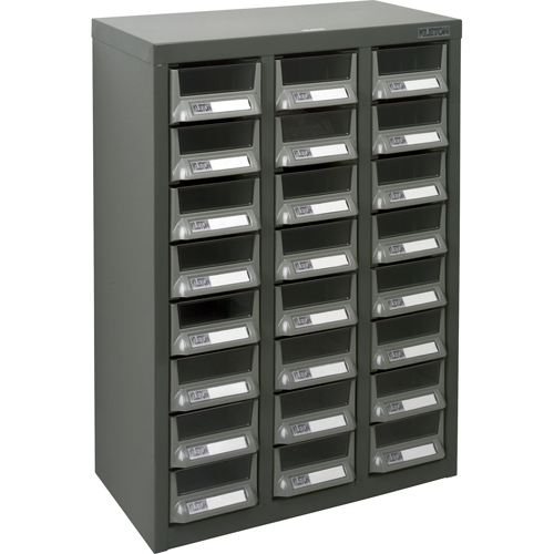 KPC-400 Parts Cabinet, Galvanized Steel, 24 Drawers, 17-3/10" x 8-7/10" x 25-3/5", Grey Waymarc Industries Inc