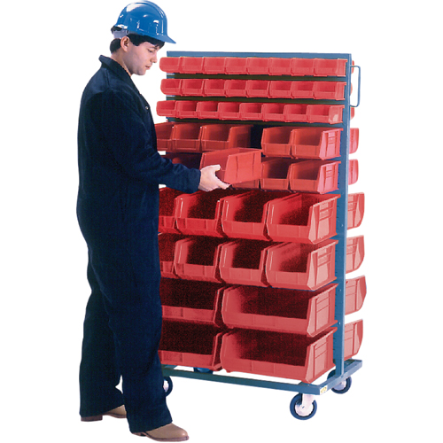 Double-Sided Mobile Bin Rack, Double-sided, 96 bins, 36" W x 24" D x 63" H Waymarc Industries Inc