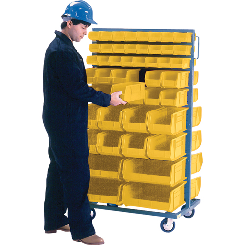 Double-Sided Mobile Bin Rack, Double-sided, 96 bins, 36" W x 24" D x 63" H Waymarc Industries Inc