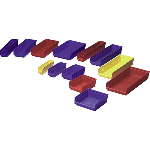 Bacs de rangement pour tablettes, 11-1/8" la x 4" H x 17-7/8" p, Rouge, Capacit&eacute; 40 lb Waymarc Industries Inc