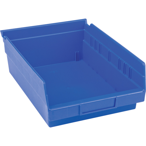 Plastic Shelf Bins, 8-3/8" W x 4" H x 11-5/8" D, Blue, 15 lbs. Capacity Waymarc Industries Inc