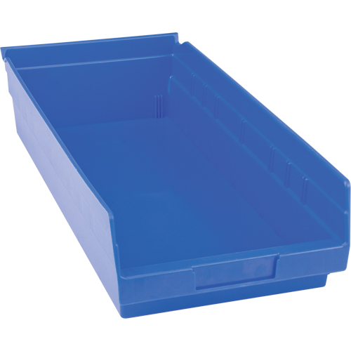 Plastic Shelf Bins, 8-3/8" W x 4" H x 17-7/8" D, Blue, 20 lbs. Capacity Waymarc Industries Inc