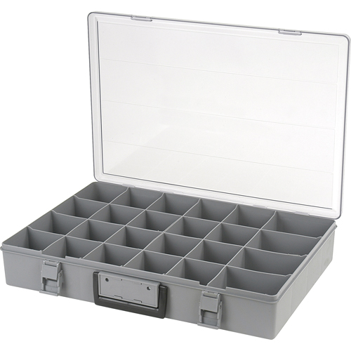 Boîte &agrave; compartiments, Plastique, 24 compartiments, 18-1/2" la x 13" p, 3" h, Gris Waymarc Industries Inc