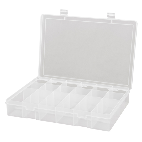 Compact Polypropylene Compartment Cases, 13-1/8" W x 9" D x 2-5/16" H, 18 Compartments Waymarc Industries Inc