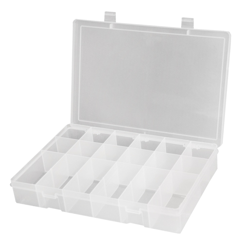 Compact Polypropylene Compartment Cases, 11" W x 6-3/4" D x 1-3/4" H, 18 Compartments Waymarc Industries Inc