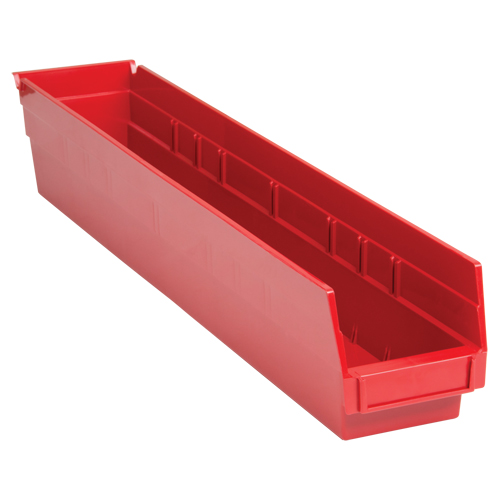 Shelf Bins, 4-1/8" W x 4" H x 23-5/8" D, Red, 50 lbs. Capacity Waymarc Industries Inc