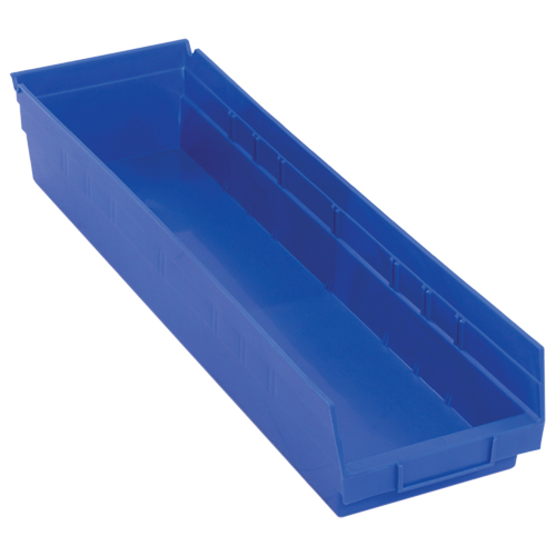 Shelf Bins, 6-5/8" W x 4" H x 23-5/8" D, Blue, 50 lbs. Capacity Waymarc Industries Inc