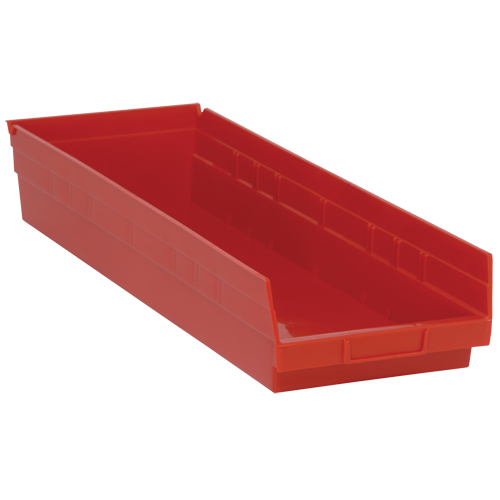 Shelf Bins, 8-3/8" W x 4" H x 23-5/8" D, Red, 50 lbs. Capacity Waymarc Industries Inc