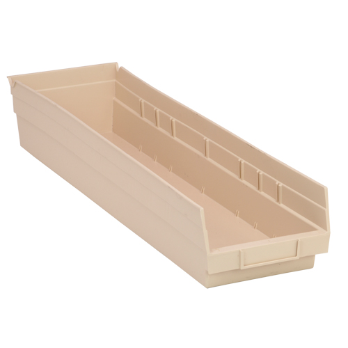 Economy Shelf Bin, 6-5/8" W x 4" H x 23-5/8" D, Ivory Waymarc Industries Inc