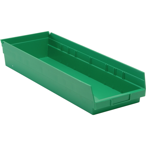 Shelf Bins, 8-3/8" W x 4" H x 23-5/8" D, Green, 50 lbs. Capacity Waymarc Industries Inc
