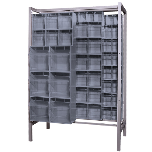 Syst&egrave;me de stockage &agrave; glissi&egrave;re &agrave; bacs basculants autonome, 51-1/4" la x 26" p x 77" h, 101 tiroirs Waymarc Industries Inc