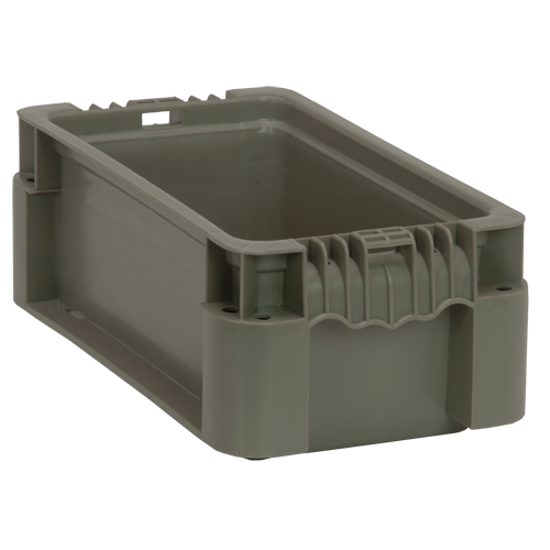 Collapsible Stacking Container, 7" W x 12" D x 5" H, Grey Waymarc Industries Inc
