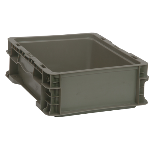 Collapsible Stacking Container, 15" W x 12" D x 5" H, Grey Waymarc Industries Inc