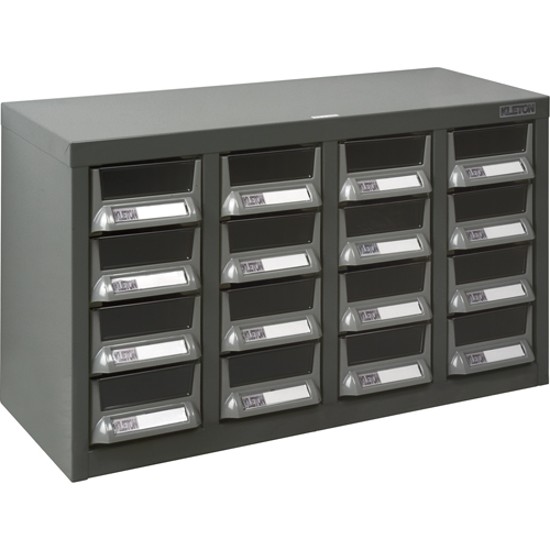 KPC-400 Parts Cabinet, Galvanized Steel, 16 Drawers, 23-1/10" x 8-7/10" x 13-4/5", Grey Waymarc Industries Inc