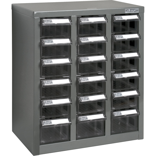 KPC-600 Parts Cabinet, Galvanized Steel, 18 Drawers, 13-9/10" x 8-7/10" x 16-3/10", Grey Waymarc Industries Inc