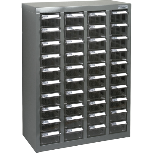 KPC-600 Parts Cabinet, Galvanized Steel, 40 Drawers, 18-3/10" x 8-7/10" x 25-3/10", Grey Waymarc Industries Inc