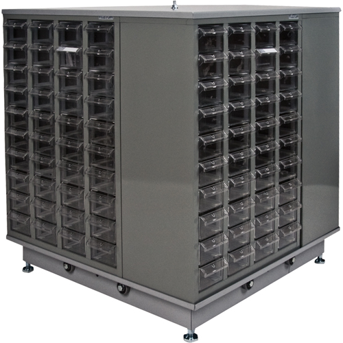 KPC-600 Parts Cabinet, Galvanized Steel, 40 Drawers, 18-3/10" x 8-7/10" x 25-3/10", Grey Waymarc Industries Inc