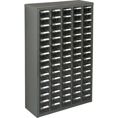 KPC-600 Parts Cabinet, Galvanized Steel, 75 Drawers, 23-1/10" x 8-7/10" x 36-9/10", Grey Waymarc Industries Inc