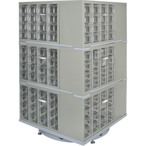 Heavy-Duty Industrial Carousel Drawer Cabinet, Steel, 192 Drawers, 27" W x 27" D x 48" H, Grey Waymarc Industries Inc