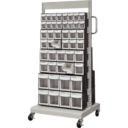 Mobile Tilt Bin Rack, Double-sided, 92 bins, 26-1/4" W x 22" D x 57-1/2" H Waymarc Industries Inc