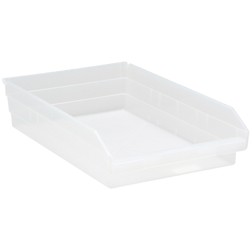 Shelf Bins, 11-1/8" W x 4" H x 17-7/8" D, Clear, 40 lbs. Capacity Waymarc Industries Inc