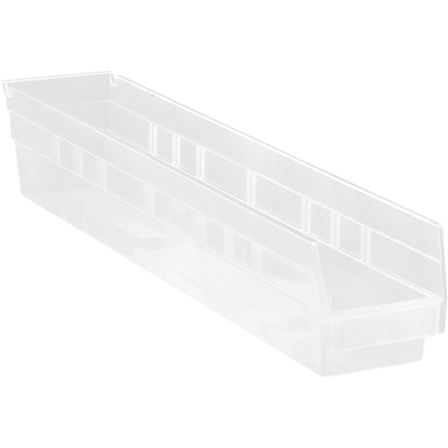 Shelf Bins, 4-1/8" W x 4" H x 23-5/8" D, Clear, 50 lbs. Capacity Waymarc Industries Inc